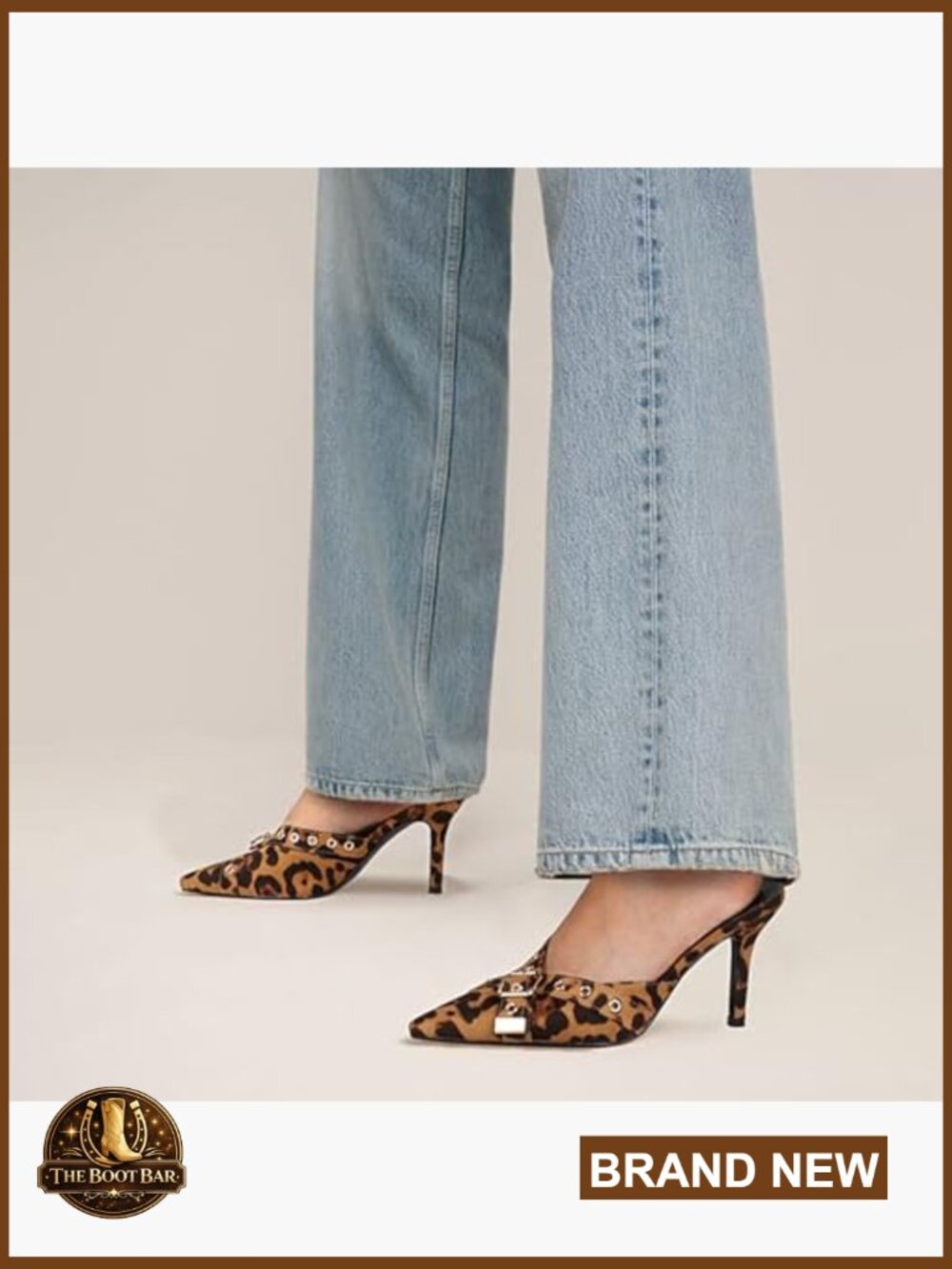 Vegan Leather Kitten Heel Mules with Bow Studded Pointed Toe Slip On - Picture 5 of 7